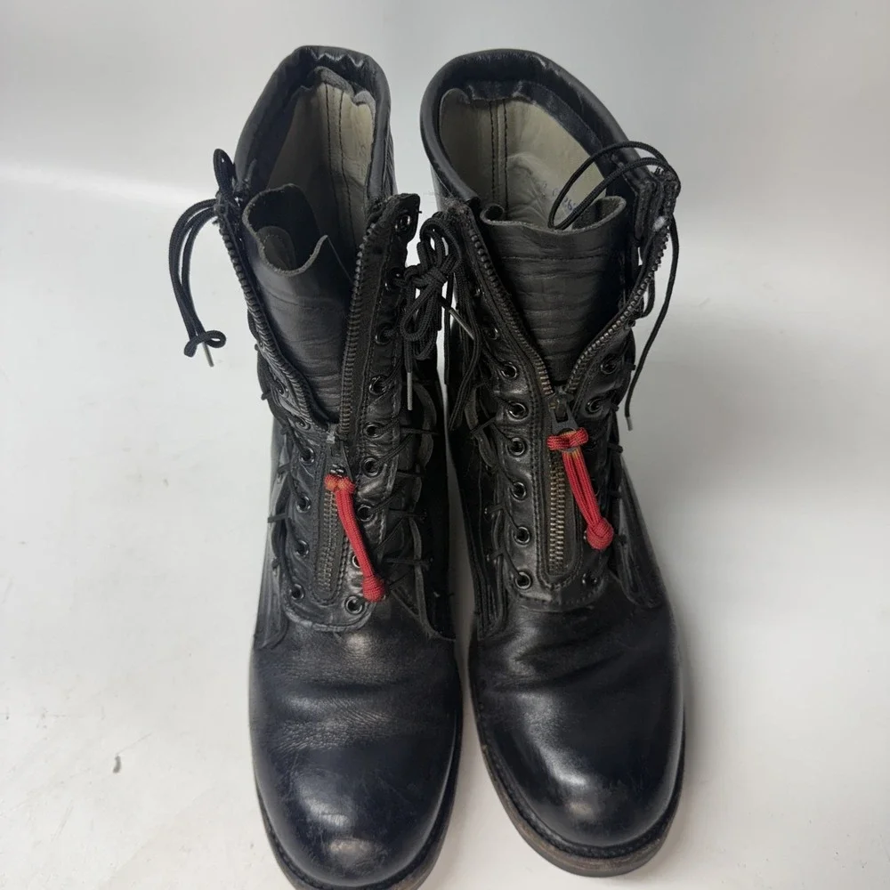 Vtg Addison Shoe Co Biltrite *Read * Zip Tongue Combat Boot  Asymmetric 8D